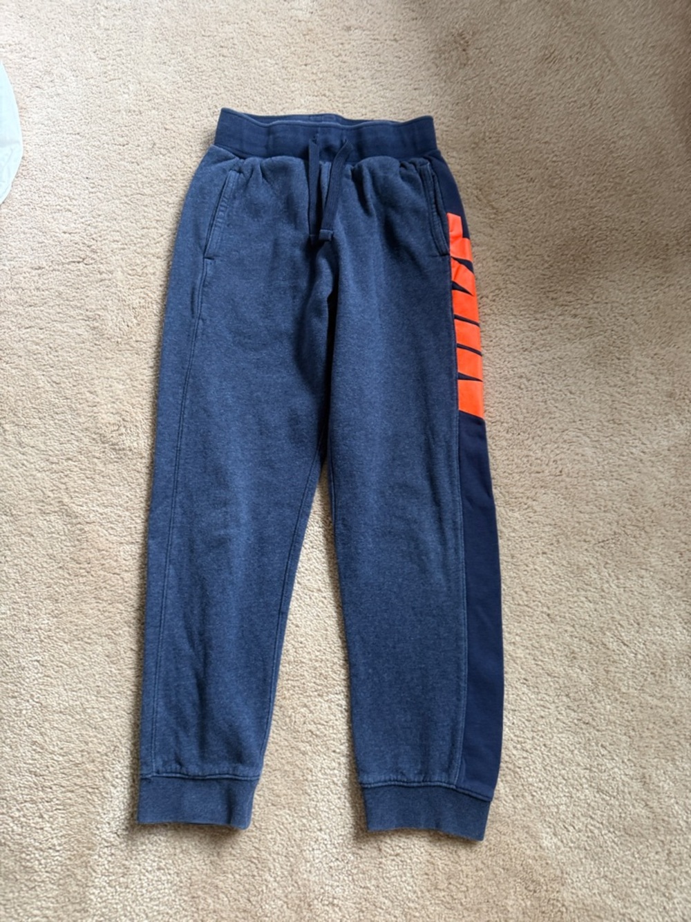Nike kids Navy Jogger Pants with Orange Accent